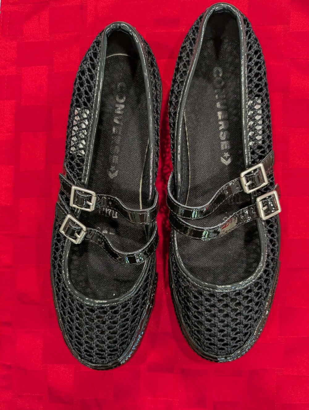 Black Mesh Double-Strap Mary Jane Flats - Picture 4 of 6